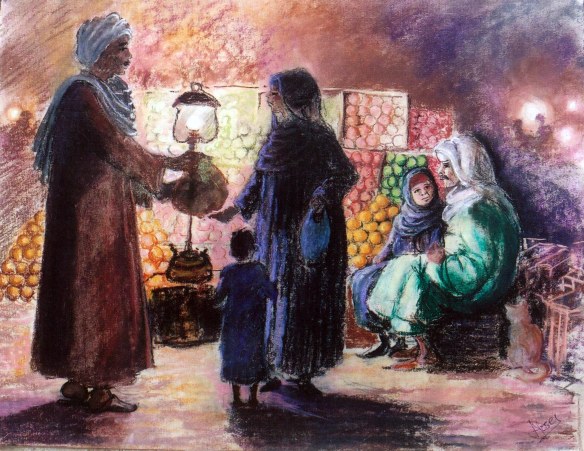 Winter night in the market