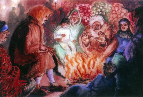 Winter night by the fire