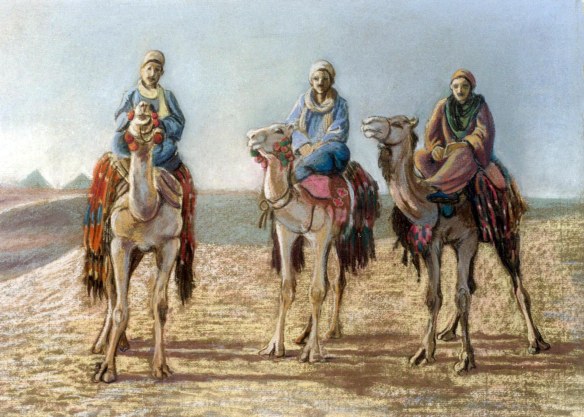 Three camel riders